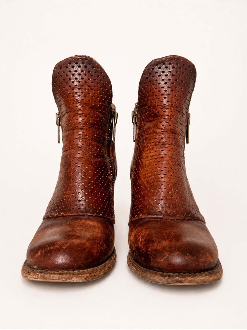 Freebird by Steven Bowie Rust Brown Leather Ankle Boots Size 9 - Picture 2 of 6